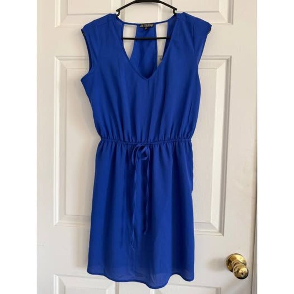 108. BeBop M vibrant blue casual dress v neck elastic waist